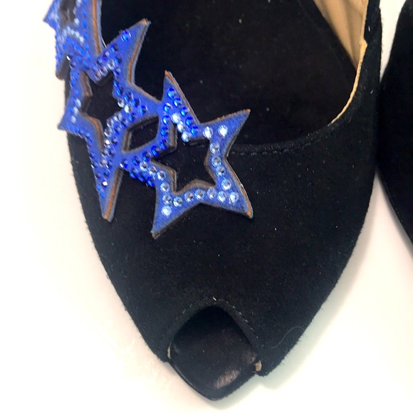 Fabi Italian black suede peep toe heels, size 37.5/6.5, unworn - Picture 4 of 15